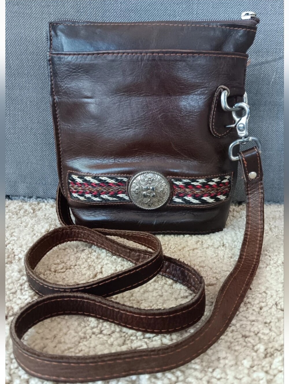 Vintage Force Ten West Handmade Genuine Leather Crossbody Purse Western